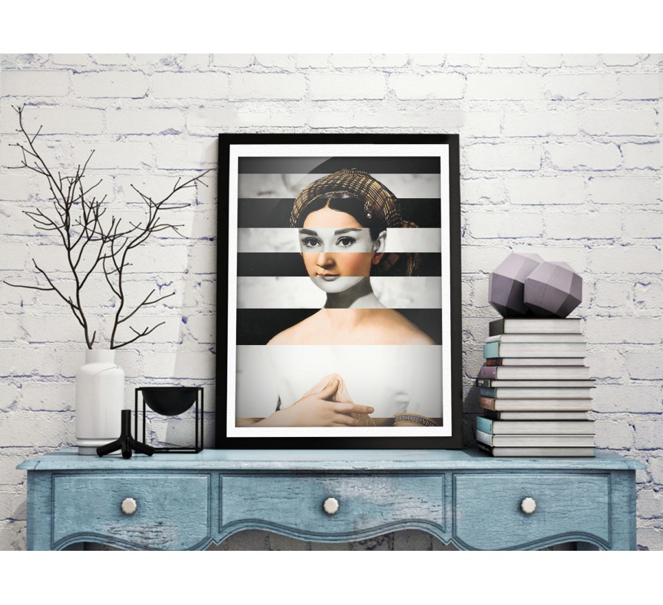 Raphael's La Fornarina & Audrey Hepburn na plakat 30x40 cm