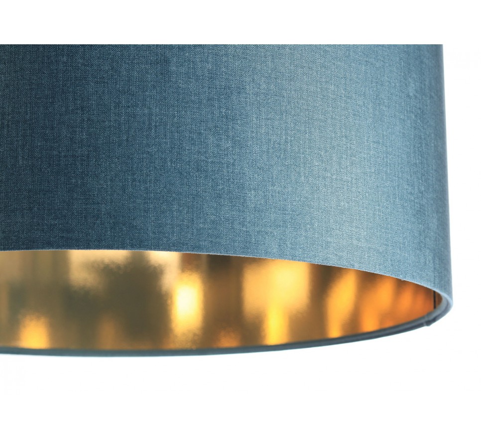 Niebieska lampa wisząca z aksamitu Macodesign Sun niebiesko-złota z kolekcji Glamour