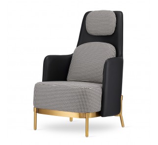 Fotel Empoli High styl nowoczesny pepitka glamour złoty do salonu