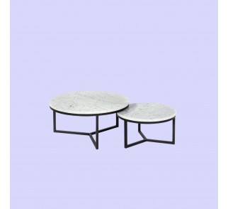 Zestaw okrągłych stolików marmurowych BONN biały Ø58 i Ø40