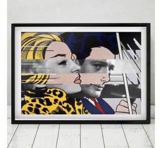 Roy Lichtenstein's "In the car" & Marcello Mastroianni with Anita Ekberg in La Dolce Vita na płótnie i plakat