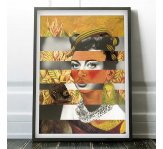 Frida Kahlo's Self Portrait with Parrot & Joan Crawford na płótnie i plakat