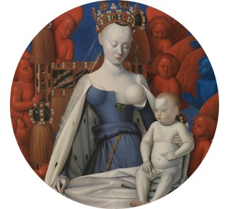 Tapeta samoprzylepna ze średniowiecznym, prowokacyjnym obrazem "Babka Europy" - koło 130 cm