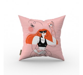 Różowa poduszka dekoracyjna - Redhair badass