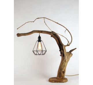 Lampa stołowa z gałęzi debowej -S03-, lampa nocna, eko, natura design, nastrojowe światło.
