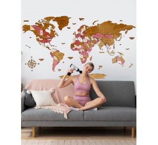 Kolorowa Mapa Świata 3d na ścianę | PINKY Sikorka®