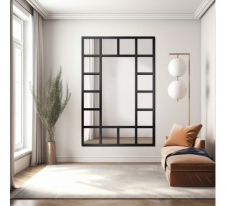 Lustro loft ze szprosami - 6 KWATER - kolor ramy do wyboru