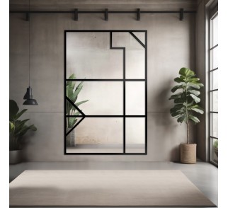 Lustro loft ze szprosami - 6 KWATER - kolor ramy do wyboru