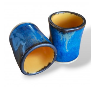 Czarka do kawy espresso ręcznie robiona | kobaltowe szkliwo z efektem spływu, 80 ml