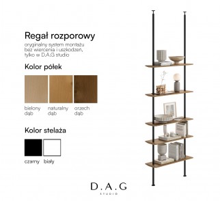 Dębowy regał rozporowy 100 cm - regał drewniany