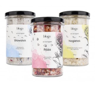 Zestaw soli do kąpieli Bławatek Nagietek Róża Zestaw soli do kąpieli Bławatek Nagietek Róża