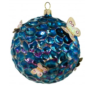 Kula żłobiona opalizująca niebieska z motylami Kula żłobiona opalizująca niebieska z motylami