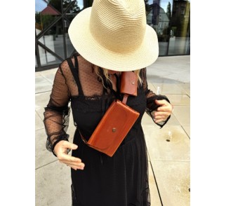 Kopertówka 3 w 1 ( torebka / nerka), skora naturalna, kolor kasztanowy brąz